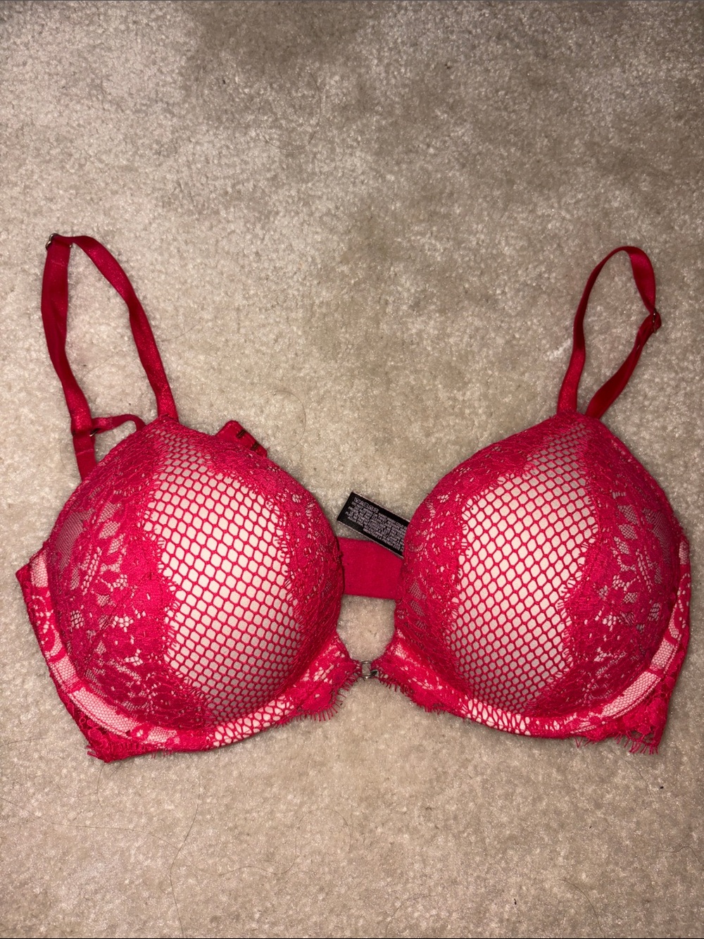 Victoria Secret Bombshell Red Lace & Mesh Push-Up Bra - Women's Intimates